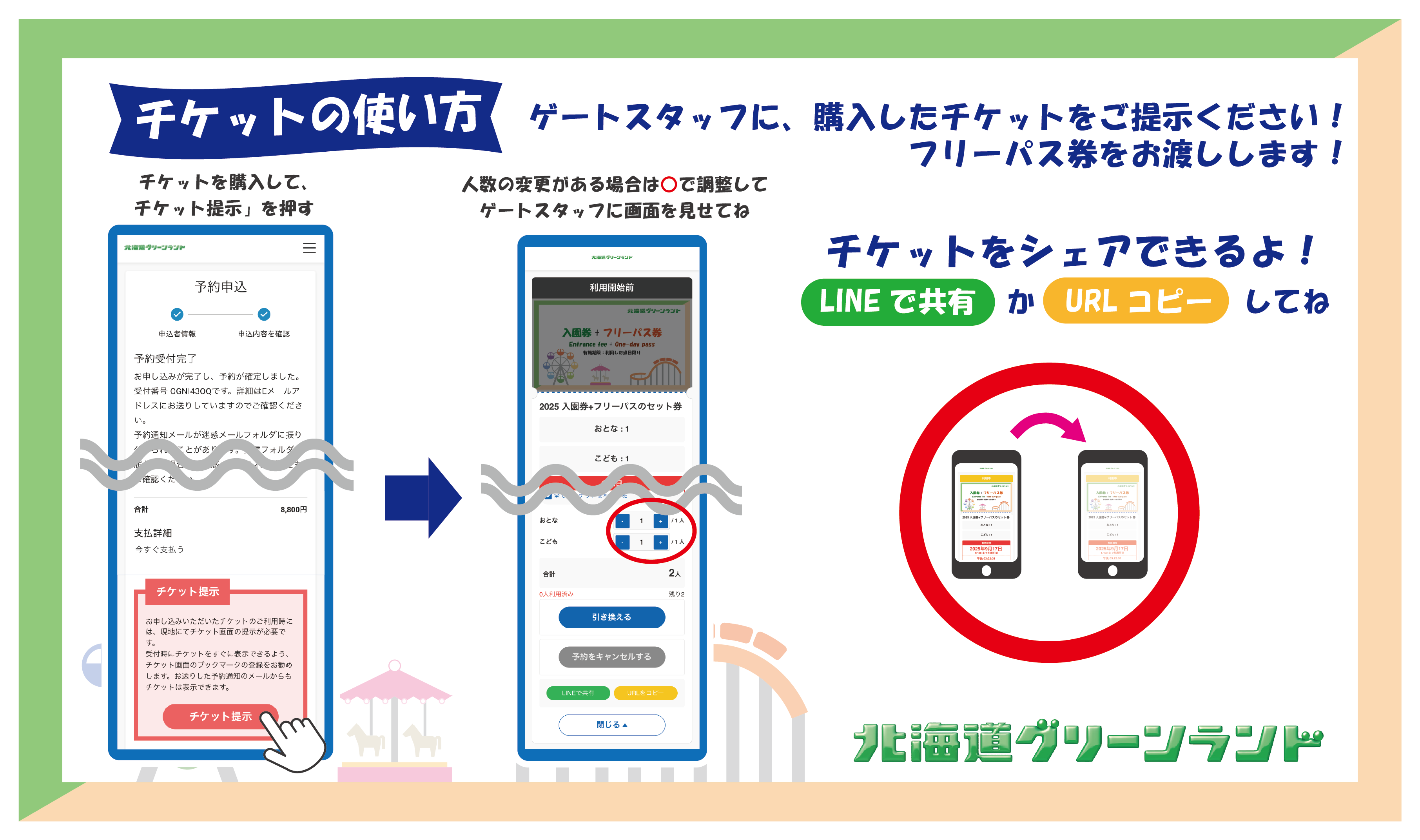 ② グリーンランド 入園+フリーパス 5名分 当日のみ有効の券 現地