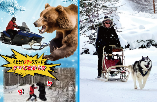 【スノーモービル＋犬ぞり】クマと遭遇...？噂のコース＜全長4.5km＞